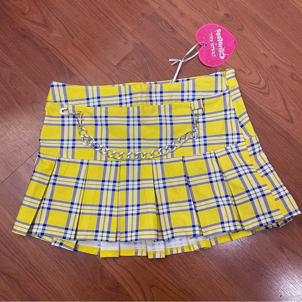 Dollskill x Clueless As If Plaid Mini Skirt Size XXS Women’s Y2K Yellow Plaid